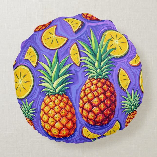 Ananas Pop - Pineapple Empire Rond Kussen (Achterkant)