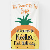 Ananas regenboog, zoet om één, 1ste verjaardag te  spandoek (Verticaal)