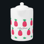 Ananas rose blanc Motif chic<br><div class="desc">Pot de thé blanc rose avec Motif d'ananas chic mignon. D'autres produits avec ce design sont dans la collection ci-dessous.</div>