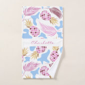 Ananas rose bleu tropical nom du motif (Serviette à main)