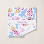 Ananas rose bleu tropical nom du motif (Gant de toilette)