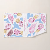 Ananas rose bleu tropical nom du motif (Serviette à main)