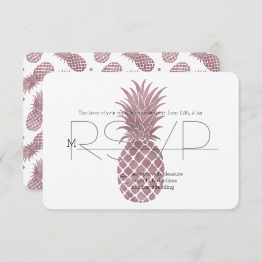 Ananas rose en or RSVP (Devant / Derrière)