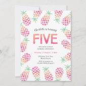 Ananas rose tropical 5e anniversaire Invitation (Devant)