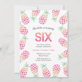 Ananas rose tropical 6e anniversaire Invitation (Devant)