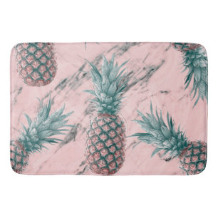 Ananas & Roze Marmer Draai Modern Tropisch Chic Badmat