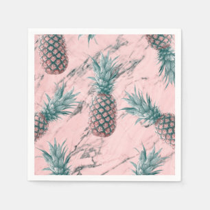 Ananas Roze Marmer Werveling Modern Feest Servet