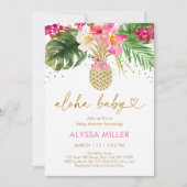 Ananas Roze tropisch Baby shower Kaart (Voorkant)