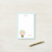 Ananas Rozen Bouquet Pink Yellow Blue 4x6 Post-it® Notes (Op bureau)