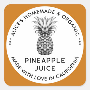 Ananas-saplabel in zwart-wit vierkante sticker