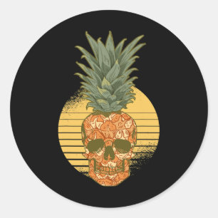 Ananas Schedel Grappig Aloha Stranden Hawaiian Pin Ronde Sticker