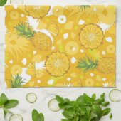 Ananas - serviette de cuisine jaune tropicale (Plié)