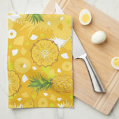 Ananas - serviette de cuisine jaune tropicale (Quart Plié)