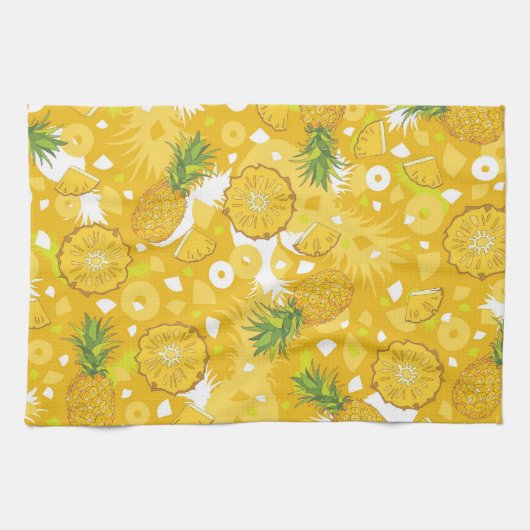 Ananas - serviette de cuisine jaune tropicale (Horizontal)