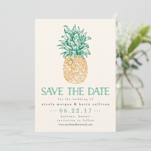  ananas Sla de datum op Save The Date (Staand voorkant)