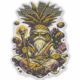 Ananas Space Sensei — Vintage Kosmische Meester  Sticker