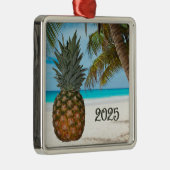 Ananas, strand, palm, oceaan, metalen ornament (Rechts)
