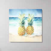 Ananas sur la toile d'aquarelle de plage Imprimer (Recto)
