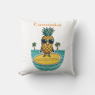 Ananas Surfer Rides Een Wave Thunder_Cove Kussen