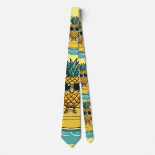 Ananas Surfer Rides Een Wave Thunder_Cove Stropdas