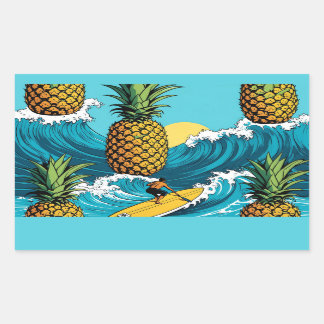 Ananas Surfer: Zomer Tropisch Avontuur Rechthoekige Sticker