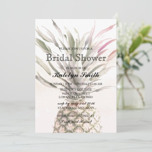 Ananas Thème Bridal Shower Invitation (Debout devant)