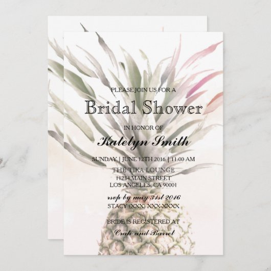 Ananas Thème Bridal Shower Invitation (Devant / Derrière)