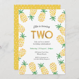 Ananas tropical 2e Invitation d'anniversaire