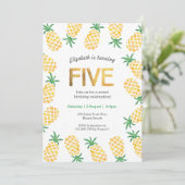 Ananas tropical 5e anniversaire Invitation (Debout devant)