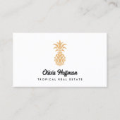 Ananas tropical Carte de visite blanc et or (Devant)