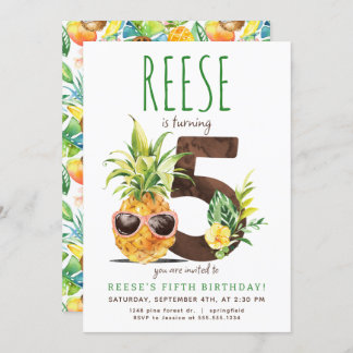 Ananas tropical cinquième anniversaire Invitation