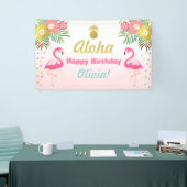 Ananas tropical de Luau de bannière d'anniversaire (Salon professionnel)