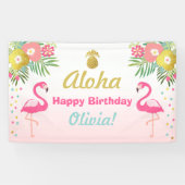 Ananas tropical de Luau de bannière d'anniversaire (Horizontal)