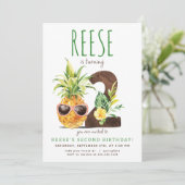 Ananas tropical Invitation du deuxième anniversair (Debout devant)