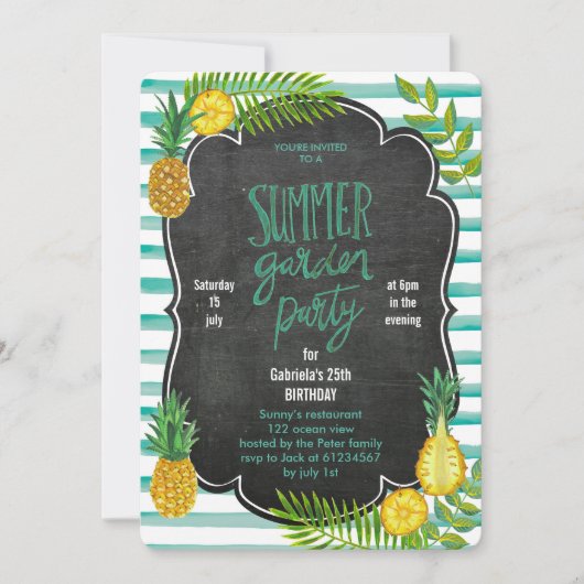 Ananas Tropical | Invitation pour une soirée Luau  (Devant)