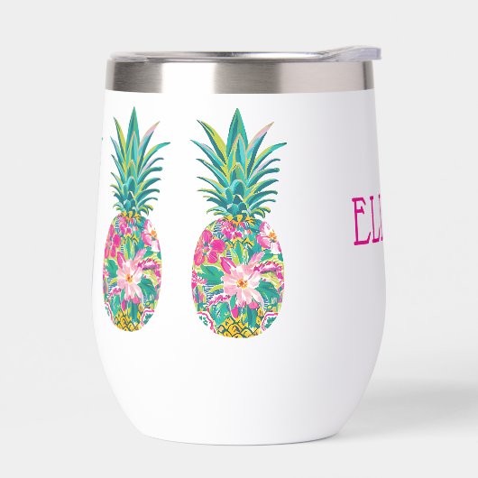 Ananas tropical rose et vert (Gauche)