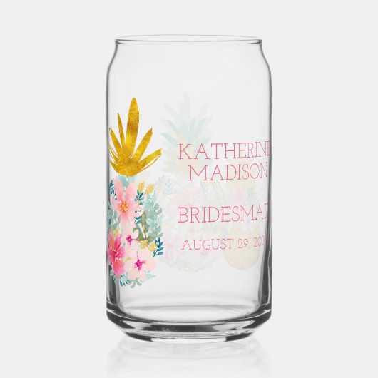 Ananas tropical rose vert et or floral (Verso)