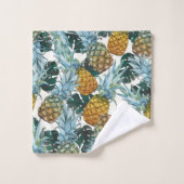 Ananas Tropicaux & Feuilles Île Exotique (Gant de toilette)