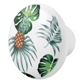 Ananas Tropisch Aquarel Jungle Palm Patroon Keramische Knop