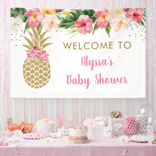 Ananas Tropisch Baby shower Spandoek (Feest)