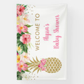 Ananas Tropisch Baby shower Spandoek (Verticaal)