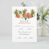 Ananas tropisch strand bruiloft RSVP Kaartje (Staand voorkant)