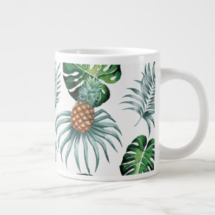 Ananas Tropisch Waterverf Jungle Palm Patroon Extra Grote Beker