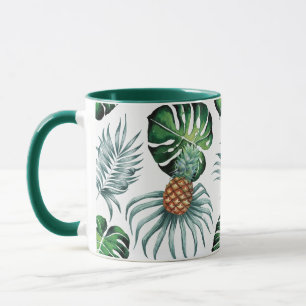 Ananas Tropisch Waterverf Jungle Palm Patroon Mok