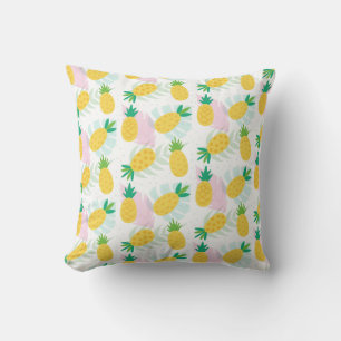Ananas Tropische Bladeren Varens Geel Groen Zomer Kussen