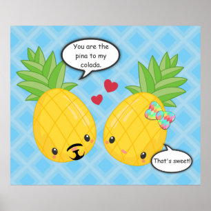 ananas tropische pina colada Romantic Poster
