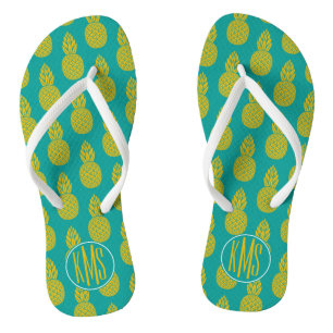 ananas tropische vruchten Monogram Teenslippers