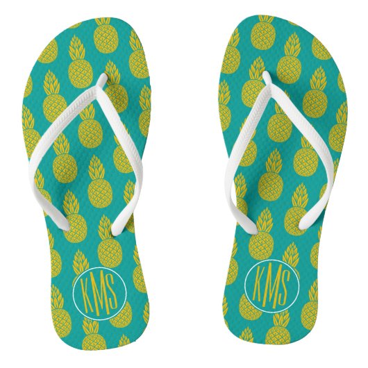 ananas tropische vruchten | Monogram Teenslippers (Voetbed)
