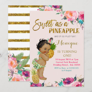 Ananas verjaardagsuitnodiging Afro-Amerikaanse Kaart