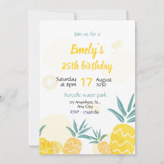 Ananas verjaardagsuitnodiging sjabloon verjaardags kaart